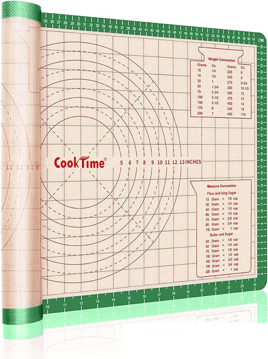 Pastry Baking Mat 28x20 Inch - Larger Silicone Baking Pastry Mat for Rolling Dough,Non Silp Silicon Dough Sheet Mat with Measurement,Perfect for Making Pie,Pizza(Green)