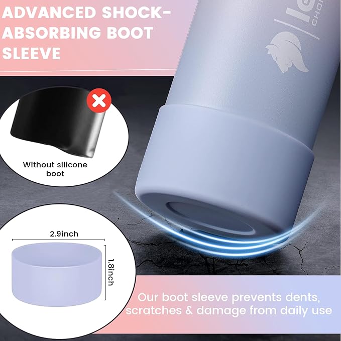 Lexlion Tea Infuser Bottle - Fruit Infuser Water Bottle 22 Oz, Triple Walled Insulated Stainless Steel Bottle, Thermal Leaf, Silicone Sleeve, 3 Lids Leakproof, Metal Mug Gallon