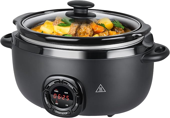 7-Quart Programmable Slow Cooker with Nonstick Removable Ceramic Pot, 3 Temp Settings, Dishwasher Safe