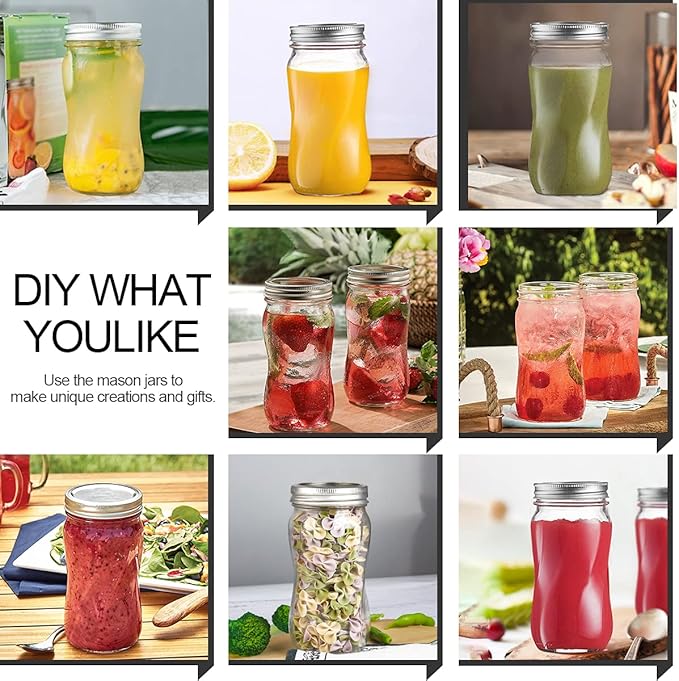 KAMOTA Mason Jars 16 OZ With Regular Lids and Bands, Ideal for Meal Prep, Jam, Honey, Wedding Favors, Shower Favors, DIY Spice Jars, 12 PACK, 20 Whiteboard Labels Included