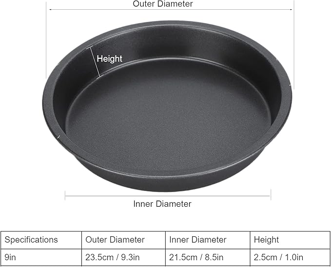 2Pcs Pizza Pan, 6in/9in/10in/12in Deep Dish Round Pizza Pan for Oven, Non Stick Thickened Carbon Steel Baking Pan for Home Kitchen, Dishwasher Safe(9in)