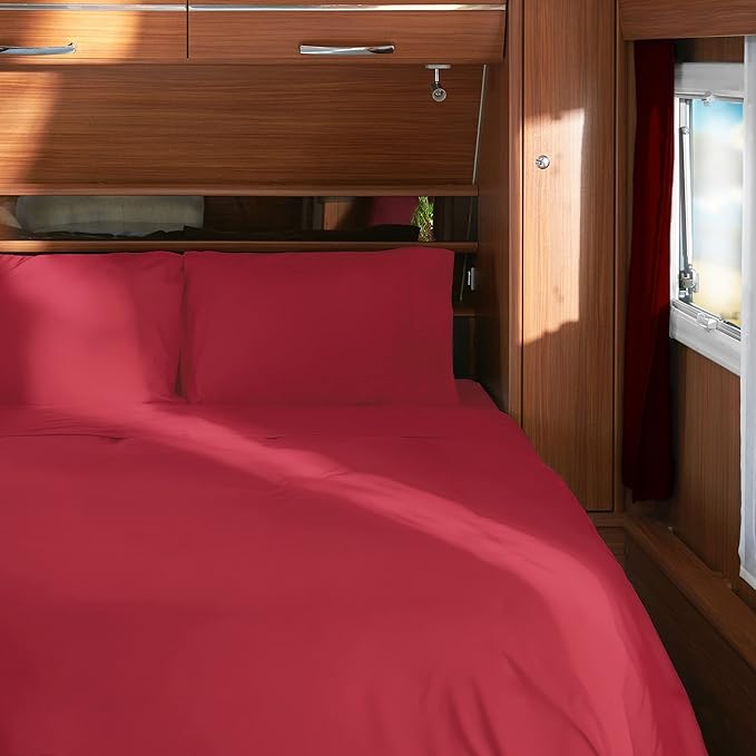 Mellanni RV Short Queen Sheets - 4 PC Iconic Collection Bedding - Hotel Luxury, Extra Soft, Cooling Bed Sheets - Deep Pocket up to 10 inch (RV/Short Queen, Brick Red)
