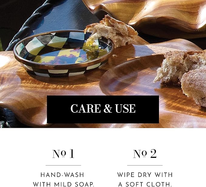 MACKENZIE-CHILDS Enamel Dipping Bowl, Small Serving Bowl for Entertaining, Blue-and-White Royal Check