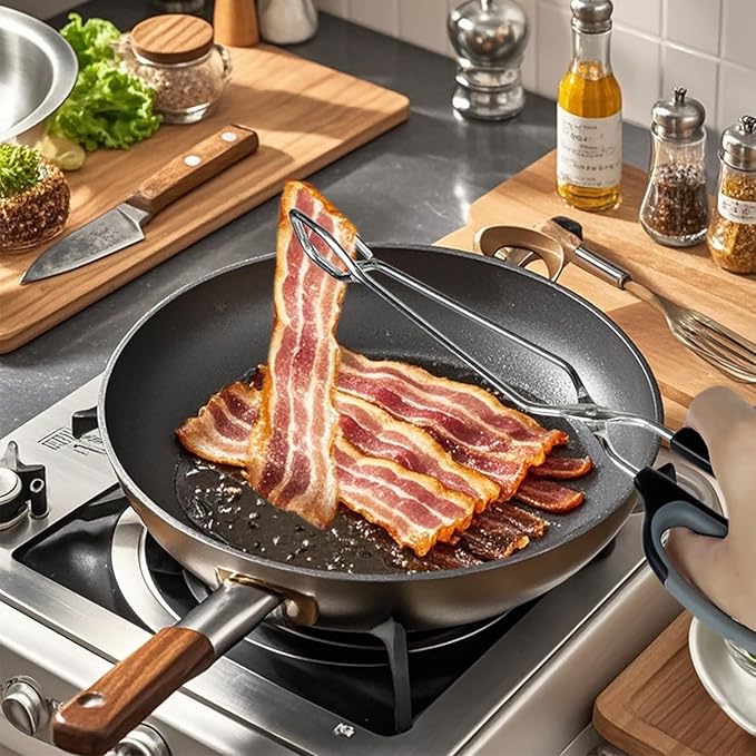 Scissor Tongs with Comfort-Grip Handle 12-Inch Cooking Tongs (Black Handle)