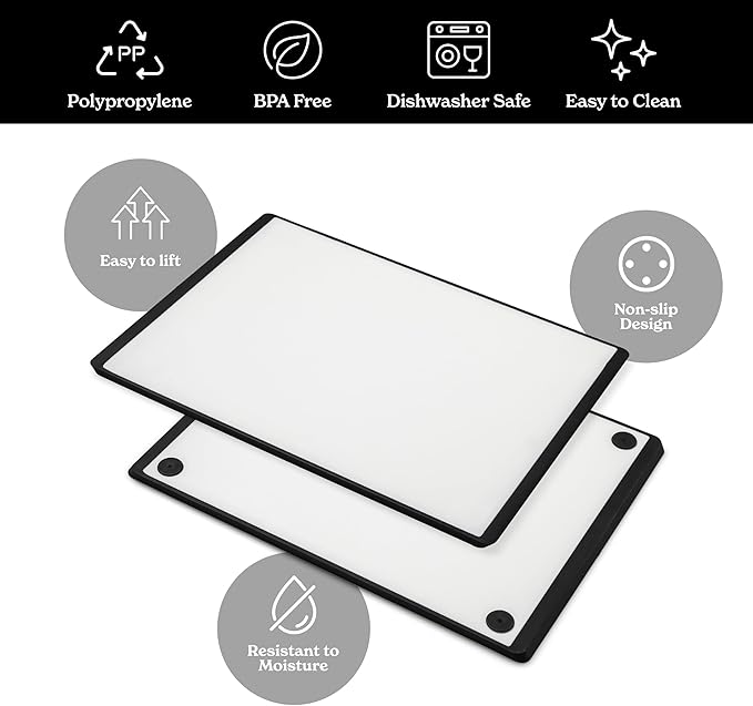 SMIRLY Plastic Cutting Board Set, Dishwasher Safe Plastic Cutting Boards Set for Kitchen, Cutting Boards for Kitchen - Plastic Chopping Board Set