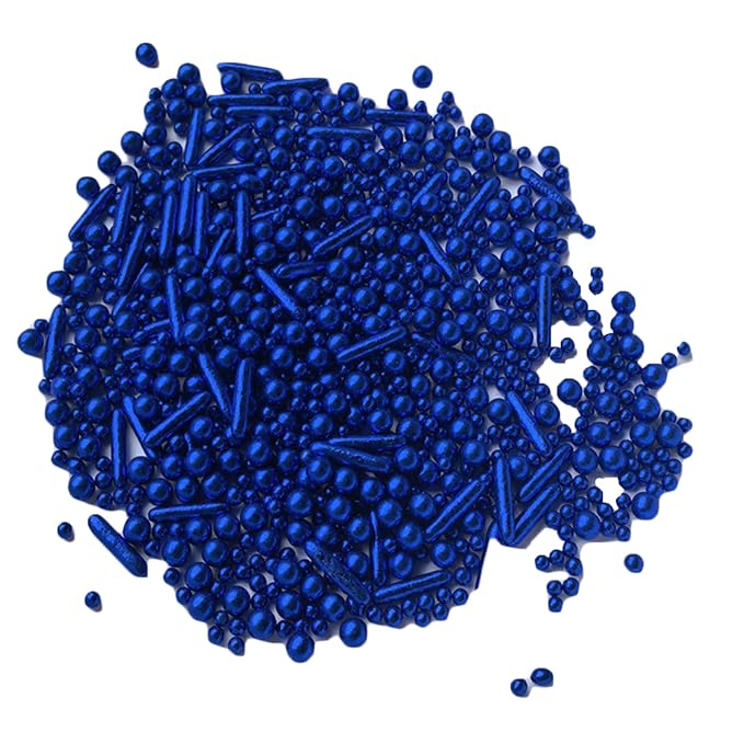 Sprinkles Blue Pearl Sugar Candy Mix Size Baking Cake Decorations Cupcake Toppers Celebrations Shaker Jar Wedding Shower Party (120g/4.2oz）