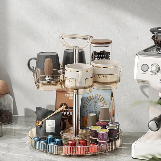 Rotating Stanley Cup Holder, Portable Water Bottle Organizer for 6 Stanley 40 oz & Mug, Adjustable Lazy Susan Organizer for Table Top Cabinet Home Countertop Pantry Shelf Tumbler Lid Organizer