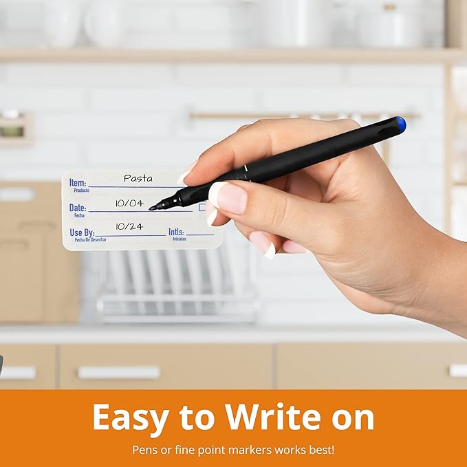 2x1 Dissolvable Food Labels, 250 Label Stickers, Bottle Labels for Storage Bins, Sticker Labels for Food containers, (250, Blue)