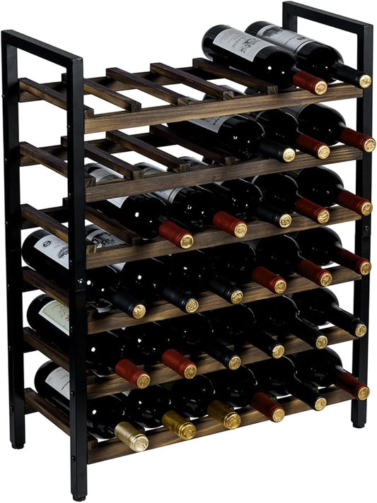 MyGift Wine Rack Freestanding Floor Stand, 9 Tier Wine Bottle Shelf - Holds up to 54 Bottles (Solid Wood)
