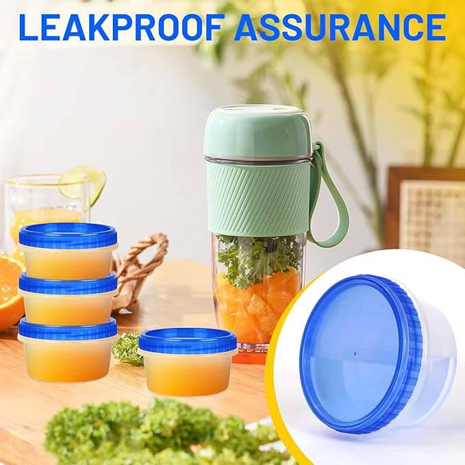 12 Pack Freezer Containers with Screw On Lids, 8 Oz Stackable Reusable Plastic Storage Container, Airtight Plastic Food Storage Containers with Twist Top Lids for Food Soup Jello Sauce