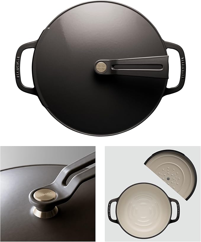 Vermicular Oven Pot 2.0 | Lightweight Enameled Cast Iron Pot | 26cm (5.9 Qt) | Non-Toxic | Induction-compatible | Dutch Oven | Made in Japan | Hazelnut Brown