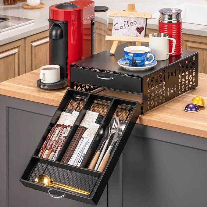 Flagship for Vertuo Pod Holder Coffee Accessories Organizar for Nespresso Pod Storage Large Capacity Fits All Size Coffee Station for Coffee Bar