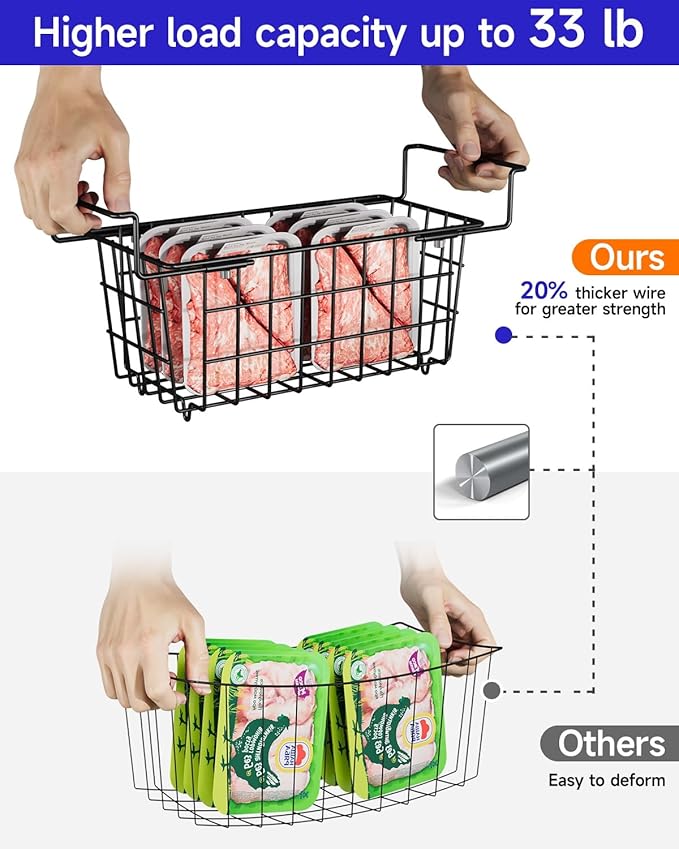 Stackable Freezer Organizer - Expandable Bin*1 + Stackable Bins*3 for Chest & Upright Freezers