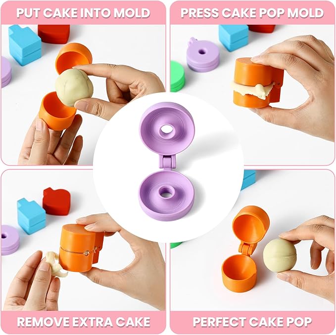 2 PCS Donut Cake Pop Mold Shapes Press Set, 3D Printed Cake Pop Cutter and Pusher, Baking Tools Accessories for Home Baking, Birthday Parties, Wedding Desserts