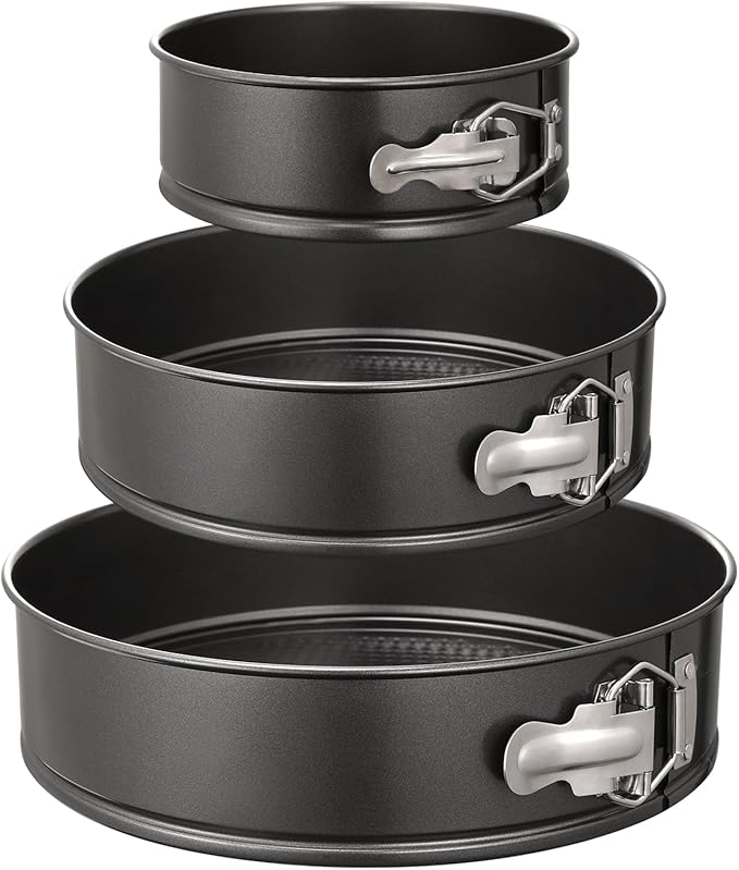 Hiware Springform Pan Set of 3 Non-stick Leakproof Round Cake Pan Set Includes 3 Pieces 6" 8" 10"