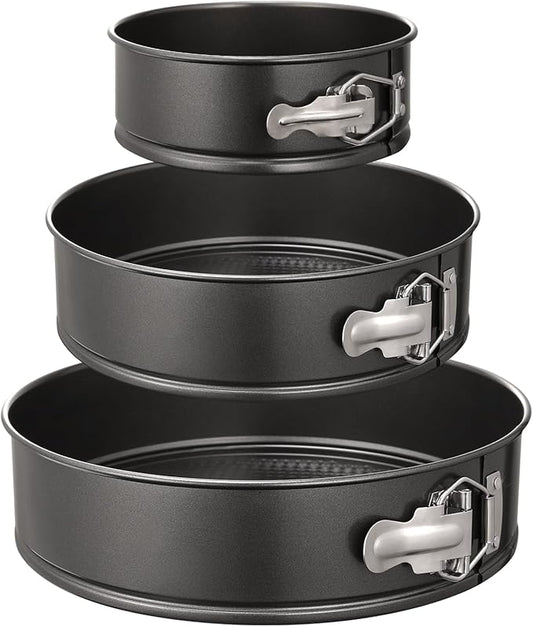 Hiware Springform Pan Set of 3 Non-stick Leakproof Round Cake Pan Set Includes 3 Pieces 6" 8" 10"