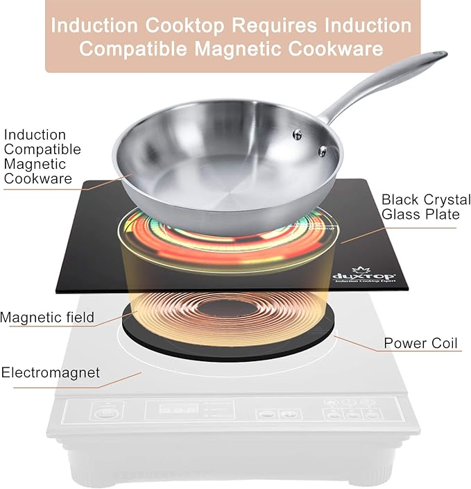 Duxtop 1800W Portable Induction Cooktop Countertop Burner, Silver 8120MC/BT-180G3