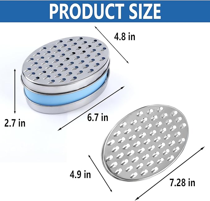 Cheese Grater Citrus Lemon Zester with Food Storage Container & Lid - Perfect For Hard Parmesan Or Soft Cheddar Cheeses, Ginger, Vegetables, Butter, Chocolate & Nutmeg (Blue)