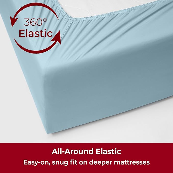 Mellanni Extra Deep Twin XL Sheets - 3 PC Iconic Collection Bedding - Hotel Luxury, Ultra Soft, Cooling Bed Sheets - Wrinkle, Fade, Stain Resistant (Twin Extra Long, Aqua)