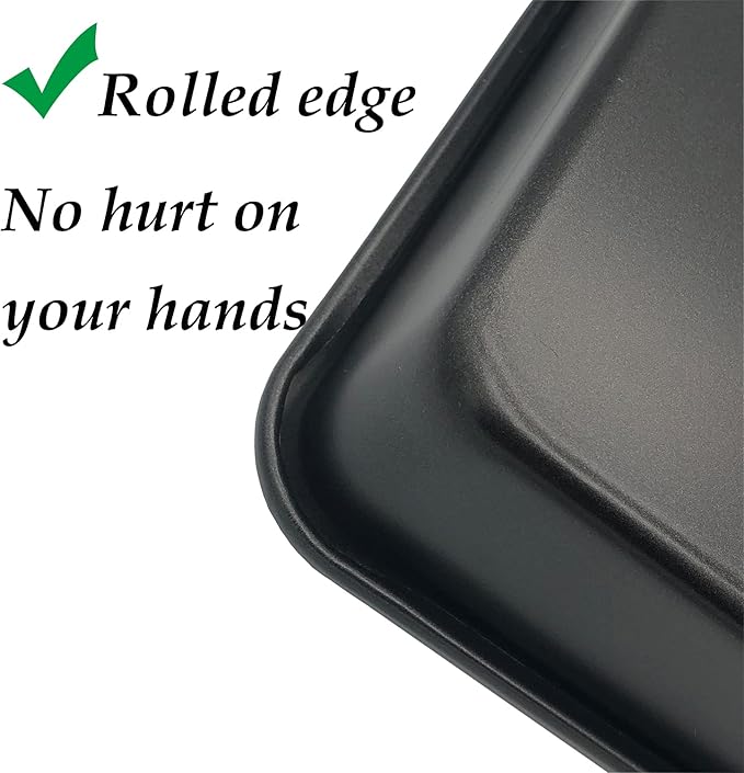 Small Baking Pans 11x9 Inch 2Pcs Mini Cookie Sheets Toaster Oven Tray Nonstick Thicken Brushed Carbon Steel No Warp Magnetic 1 to 2 Person Bakeware by HYTK