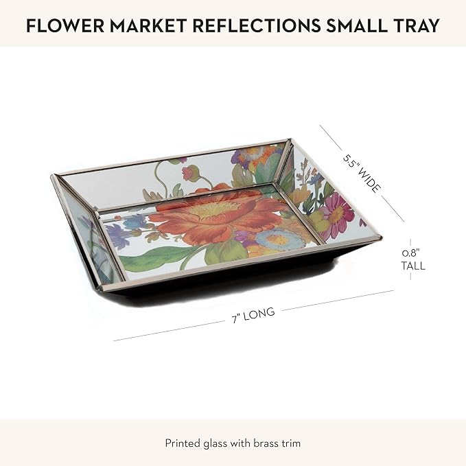 MACKENZIE-CHILDS Small Tray, Decorative Tray for Bathroom, Tray Decor, Flower Market Reflections