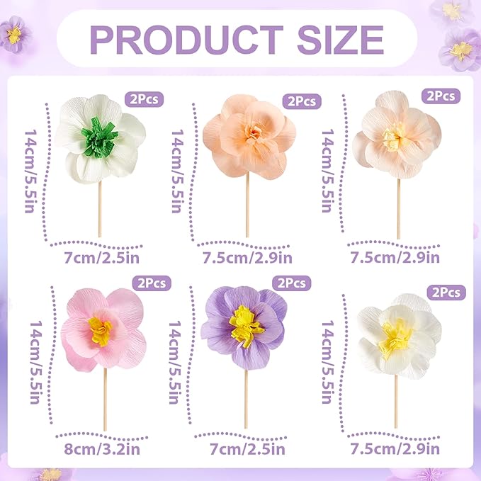 Easy Joy Cupcake Toppers, Wildflower Party Decorations, Flower Cupcake Toppers, Baby in Bloom Baby Shower Decorations for Kids Cake Birthday Party, Wedding, Flowers Wedding Themed Party 16PCS