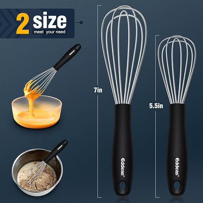 Mini Whisks - Small Whisks （7 and 5.5 inch ）Stainless Steel,Kitchen Balloon Whisk, Sturdy Wires ＆ Strong Handles,Suitable for Egg, Espresso, Hot chocolate, sauces