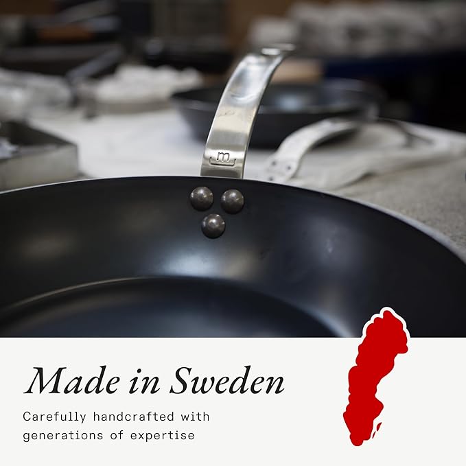 Made In Cookware - 2 Piece (Includes 10",12") Seasoned Carbon Steel Frying Pan - (Like Cast Iron, but Better) - Professional Cookware - Crafted in Sweden - Induction Compatible