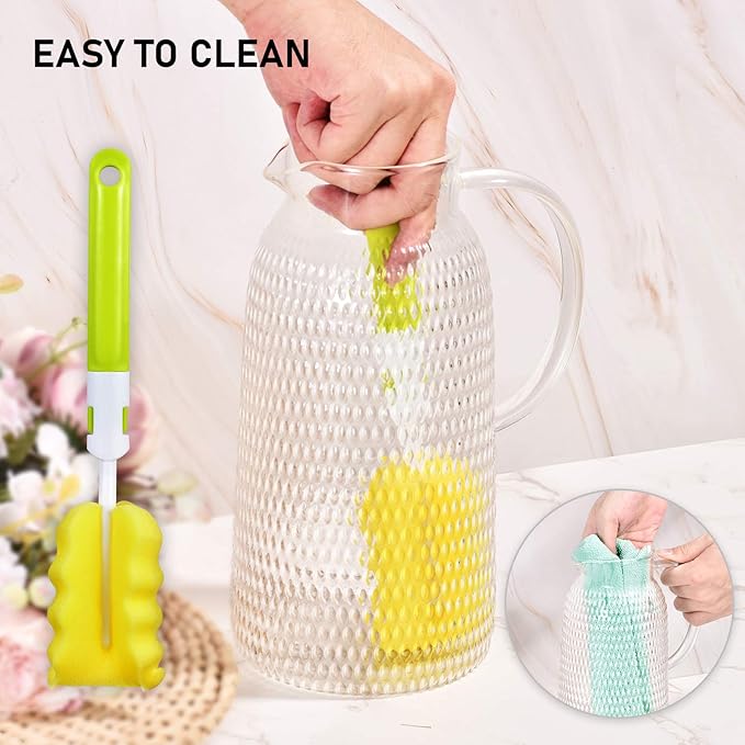 Aofmee 80oz Glass Pitcher with Lid, 2.4 Liter Water Pitcher, Glass Carafe for Cold or Hot Beverages, Sun Tea Jar, Easy Clean Heat Resistant Jug for Juice, Milk