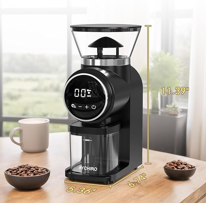 Conical Burr Coffee Grinder, Coffee Beans Grinder with 30 Grinding Settings, Automatic Burr Mill Grinder for Home Use, Touchscreen, 2-12 Cups
