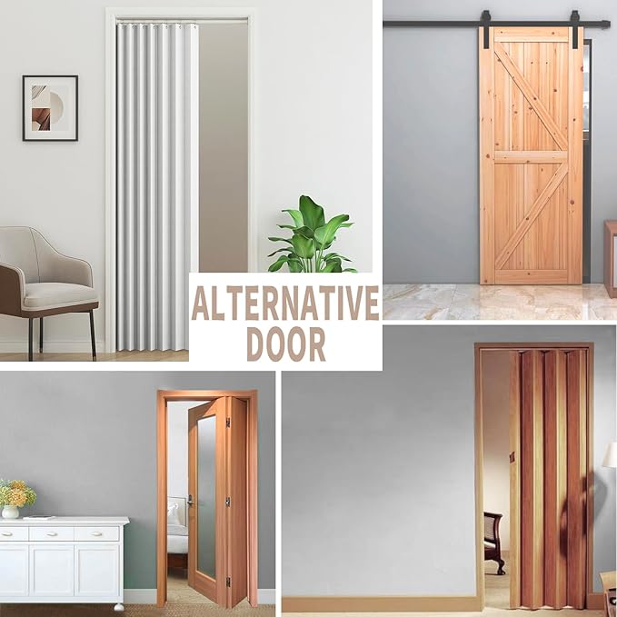 Vatge Door Curtains for Doorways, Accordion Style Curtain for Closet Doors, Temporary Doors for A Room Privacy, 1 Panel with Tieback, W52 x L78, Stone White