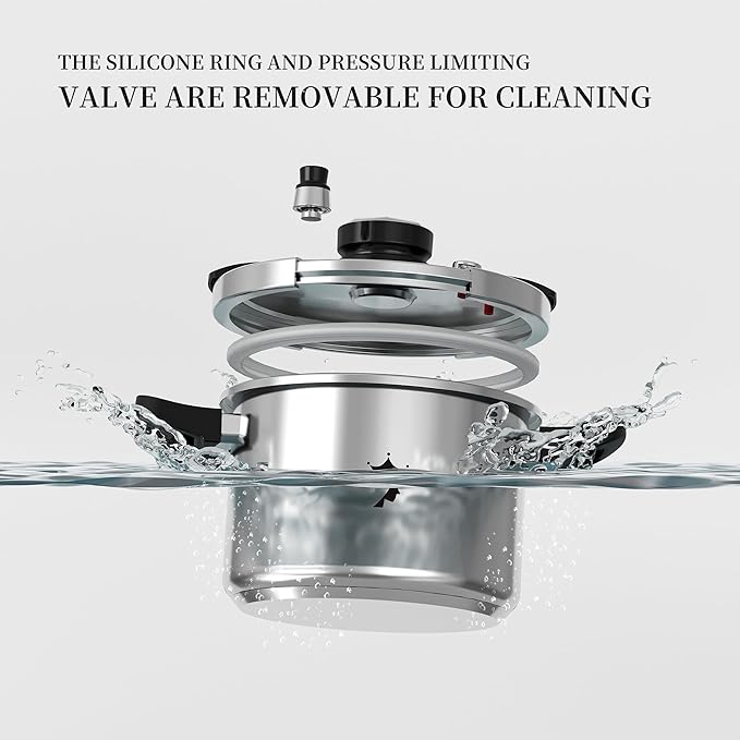 TIBORANG 6.3 QT Stainless Steel Pressure Cooker, [Multi-Cooker for Gas & Induction Stove] [Saves 70% Cooking Time] [One-Hand Operation], Family Size for 2-3 People, Olla de Presion