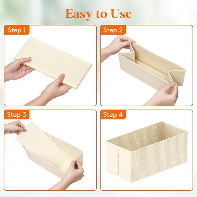 Lifewit 24 Pack Drawer Organizer, Dresser Underwear Drawer Organizer Bins, Foldable Fabric Closet Organizers, Storage Drawer Dividers, Dorm Room Essentials for Clothing, Socks, Towels, Ties Khaki