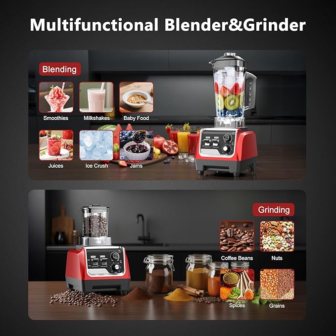 Blender for Smoothies with 1800 Watt Motor Powerful Countertop Blenders for Kitchen 70OZ Large Capacity Smoothie Blender and Grinder Combo for Ice Crush Frozen Drinks Puree