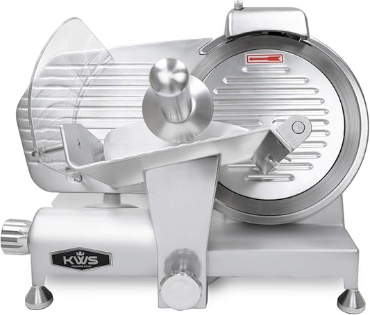 KWS MS-10ES All Metal 320W Electric Meat Slicer 10-Inch with 304 Stainless Steel Blade & Extended Back Space, Frozen Meat/Cheese/Food Slicer Low Noise Commercial and Home Use [ ETL, NSF Certified ]