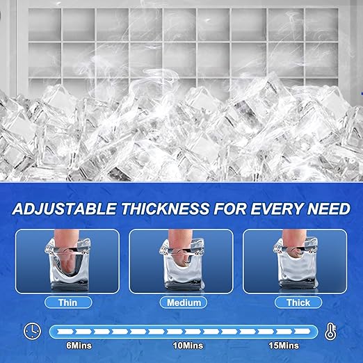 Ice Maker Machine Commercial, 110LBS/24H with 35LBS Storage Bin, 15" Wide Built-in Undercounter/Freestanding Ice Maker Machine for Home Bar Outdoor, 40PCS Ice Cubes Ice Machine, Self Cleaning