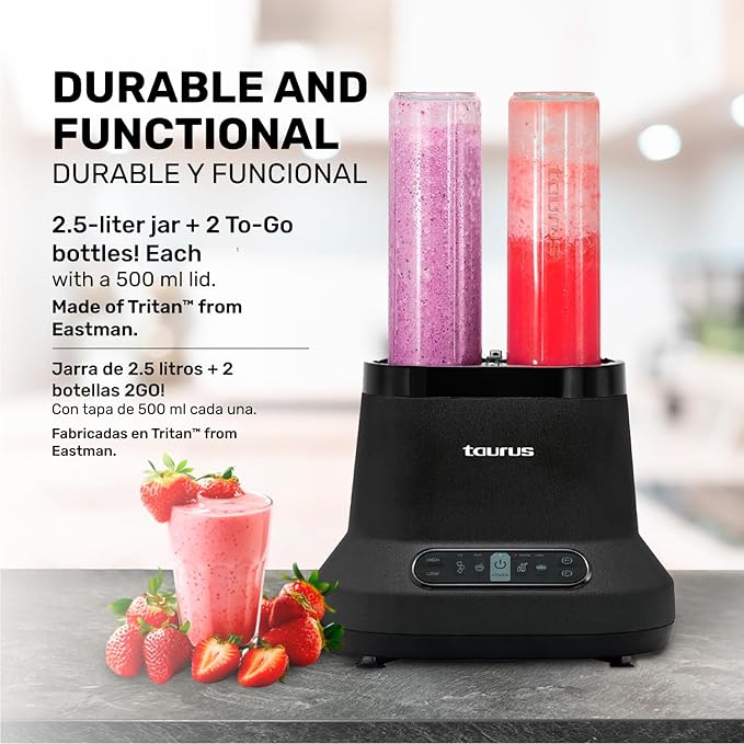 High-Performance Countertop Blender – 1500W Professional Power, 8 Presets, 64oz Tritan Jar, Self-Cleaning, Smoothie & Hot Soup Maker for Home & Kitchen, Blaze by Taurus