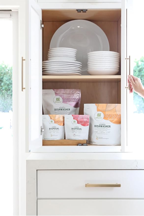 Grab Green Automatic Dishwashing Detergent Pods, 60 Count, Tangerine Lemongrass Scent, Plant and Mineral Based, Superior Cleaning, Powerful Grease Removal, Brilliant Shine