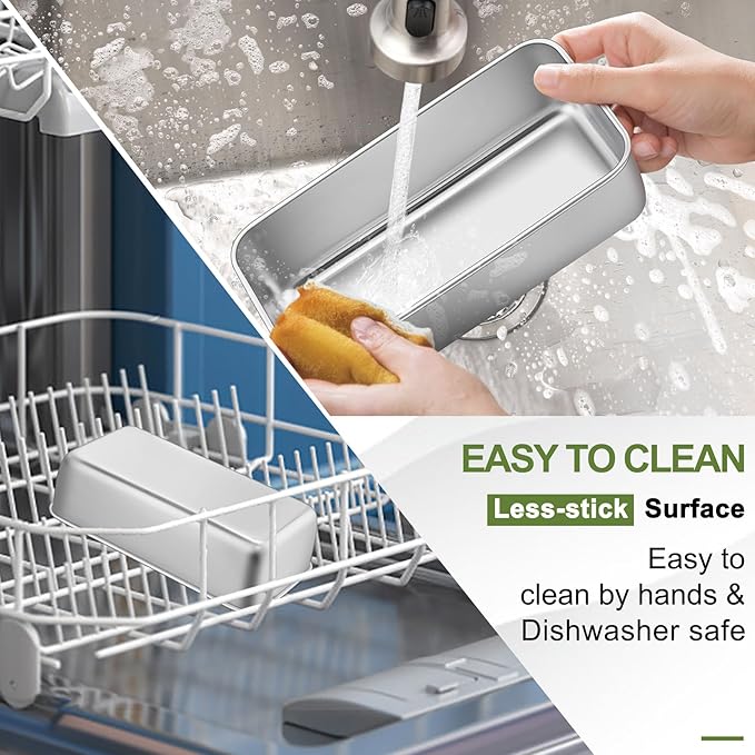 P&P CHEF Loaf Pan Set, 9 x 5 Inch Bread Pans, Stainless Steel Loaf Toast Baking Pans For Bread Meatloaf Lasagna Cake, Healthy & Non Toxic, Oven & Dishwasher Safe,(Silver, 1Pc)