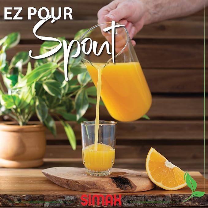 Simax Glass Pitcher, 32 Ounce (1 Quart) Borosilicate Glass, Hot and Cold Safe Iced Tea Pitchers for Drinks, Made in Europe Glass Water Pitcher, Cocktail Jug, Lemonade, Sangria