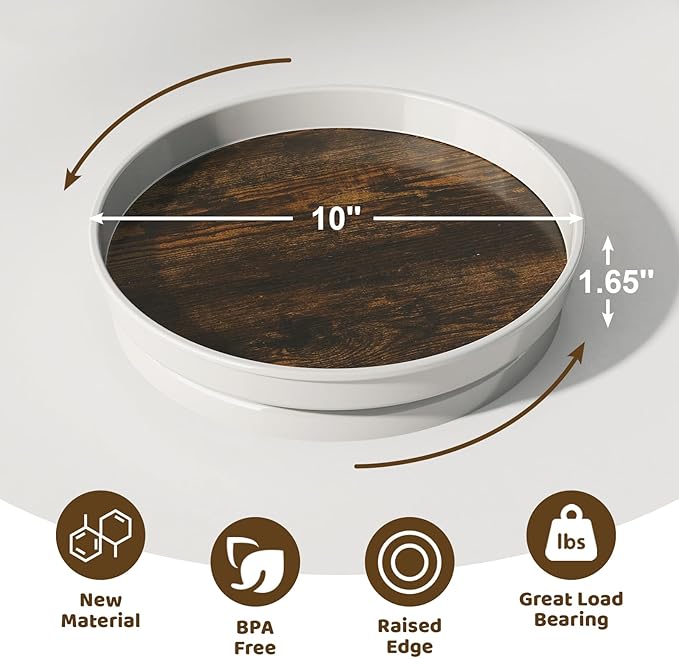 LAMU 1 Pack Lazy Susan Organizer, 10'' Lazy Susan Turntable for Cabinet, Table Top, Pantry, Refrigerator, Kitchen, Rustic Brown