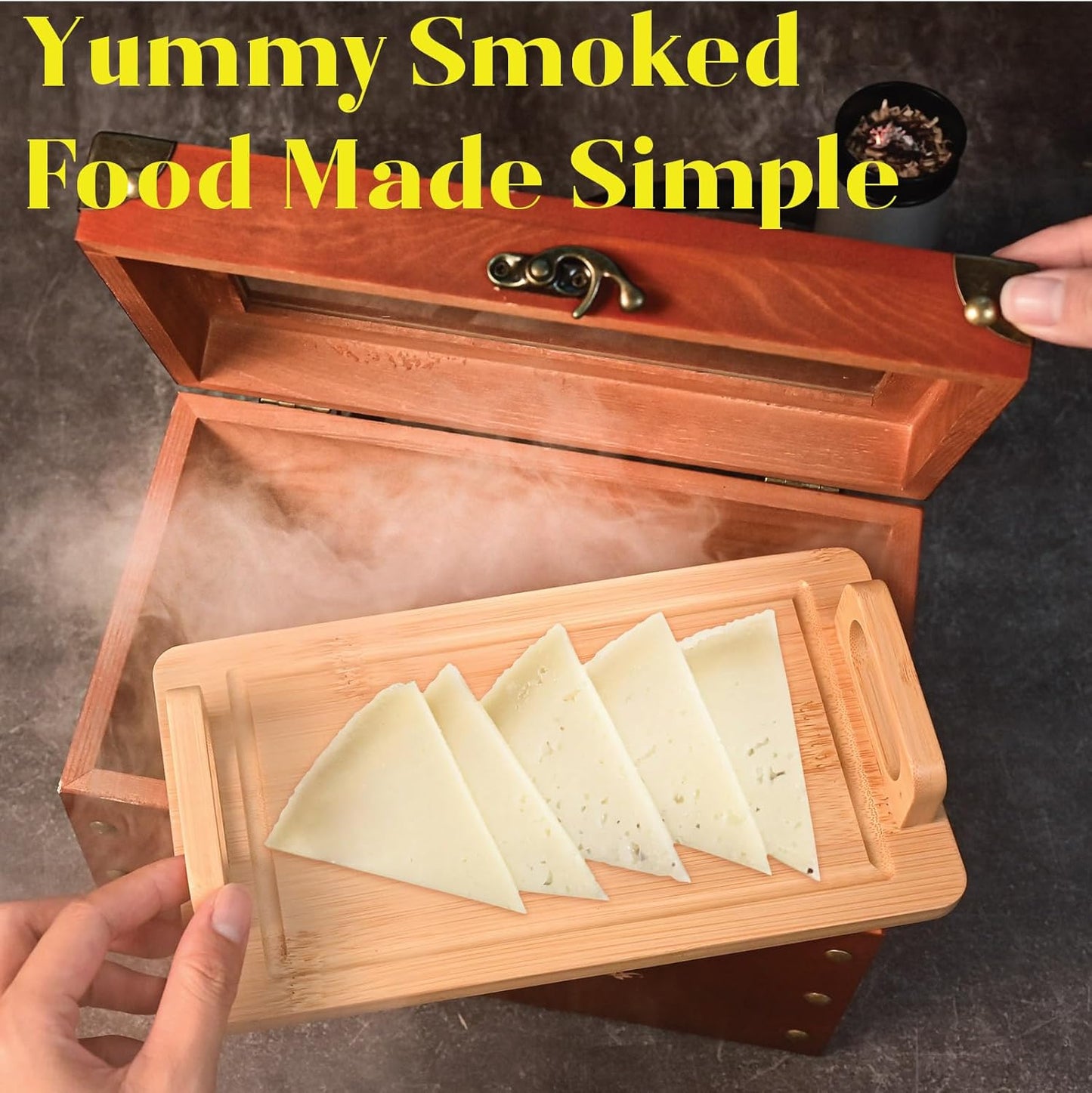 Cocktail Smoker Kit - Whiskey Smoker Kit with Smoking Gun, Smoker Box, 6 Flavors Wood Chips with Whiskey Stones & Ice Mold - Bourbon Old Fashioned Smoker Kit, Gifts for Men, Dad (Torch Not Required)