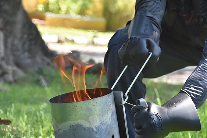 Magnetic BBQ Grill Gloves – Heat Resistant, Patented Magnetic Safety Clip Easy On & Off, Firefighter-Designed, Dishwasher-Safe, Waterproof, Perfect for Grilling, Smoking, Frying, Baking