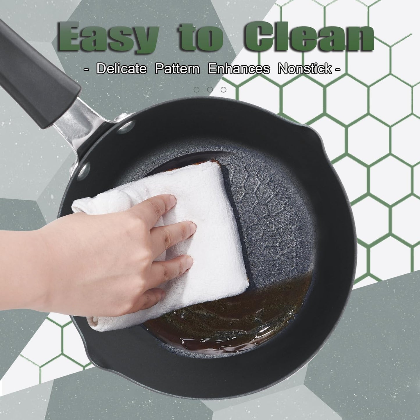 Nonstick Small Sauce Pan with Lid, 1.25 Quart and 2.4 Quart Sauce pan with Pour Spouts, Multipurpose Handy Little Saucepan with Stay Cool Handle, Small Pots for Cooking, Soups, Noodles, Milk