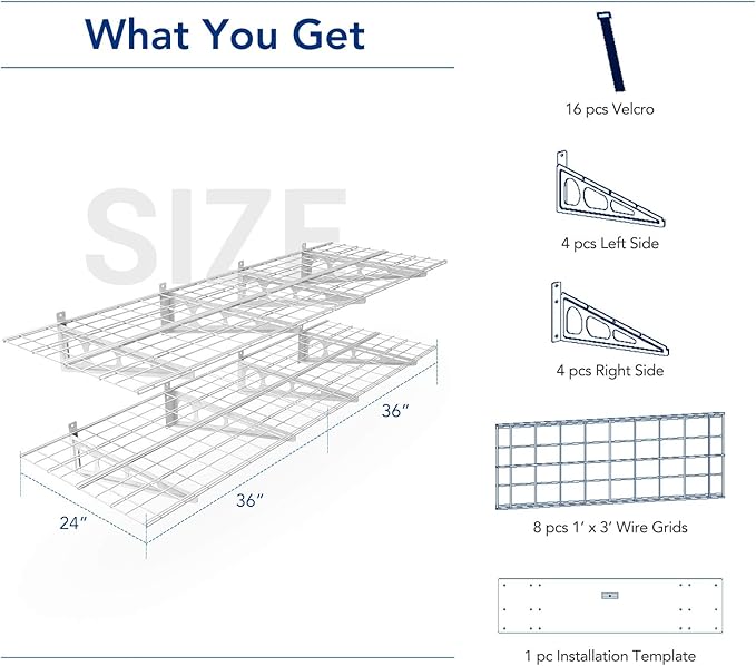 FLEXIMOUNTS 2-Pack 2x6ft 24-inch-by-72-inch Wall Shelf Garage Storage Rack Floating Shelves, White
