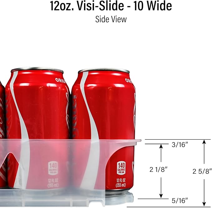 Display Technologies Visi-Slide Gravity Fed Organizer for 12/16oz low ring Beverages on Flat and Angled Shelves in Cold Vaults & Coolers, Drink Organizer (Pack of 2)