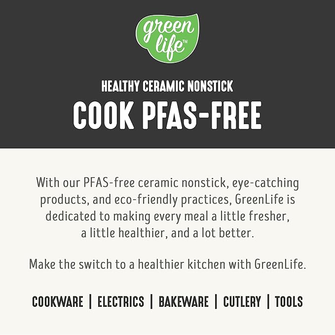 GreenLife 6QT Slow Cooker, Non-Toxic PFAS-Free Ceramic Nonstick Removable Interior Bowl, Programmable, Family Friendly, Keep Warm, Stovetop & Oven Safe, Dishwasher Safe Parts, Timer, Glass Lid, Black
