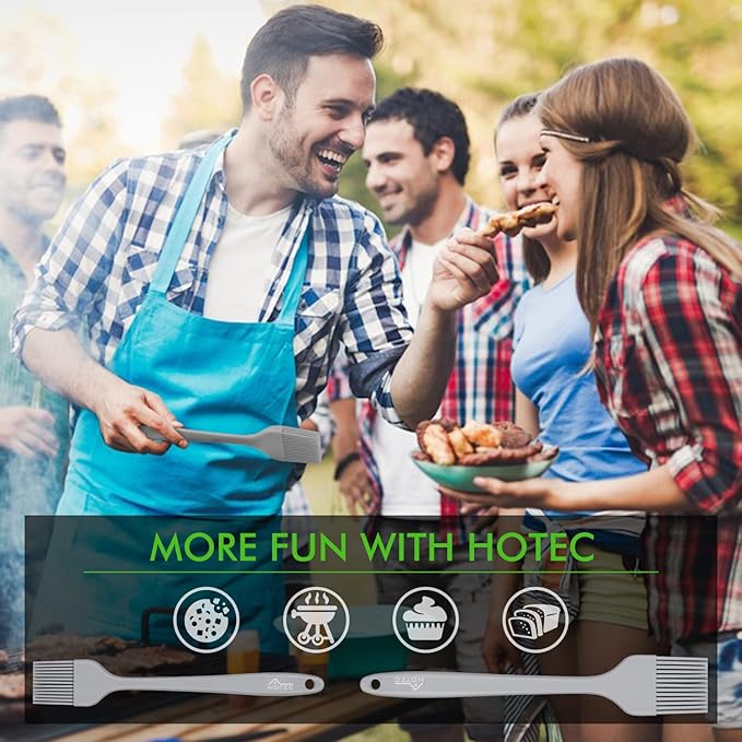 HOTEC Basting Brushes Silicone Heat Resistant Pastry Brushes Spread Oil Butter Sauce Marinades for BBQ Grill Barbecue Baking Kitchen Cooking BPA Free Dishwasher Safe (Grey 2)