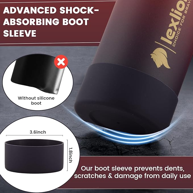 Lexlion 32 Oz Triple Walled Insulated Stainless Steel Fruit Infuser Water Bottle, 100% Leakproof, 3 Lids, Infuser, Silicone Sleeve, Metal Mug Gallon