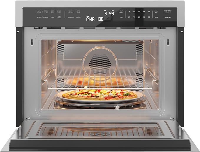 KoolMore 24 Inch Built-in Convection Oven and Microwave Combination with Broil, Soft Close Door, 1000 Watt Power, Stainless Steel Finish, Touch Control LCD Display (KM-CWO24-SS)